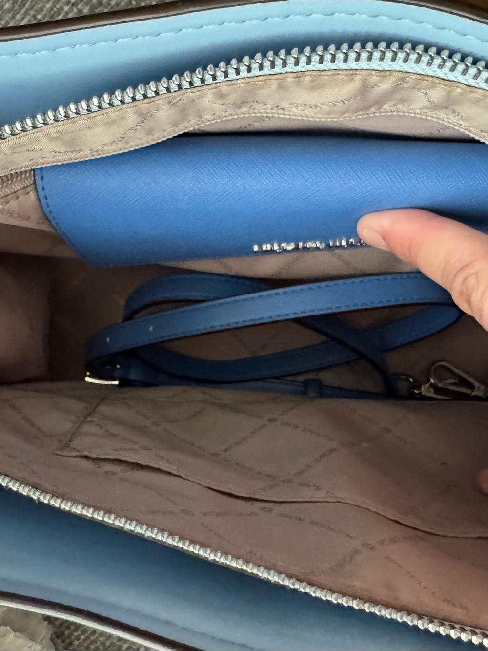 Michael Kors Saffiano Navy, Periwinkle, Light Blue Color block Satchel & wallet - Picture 14 of 14